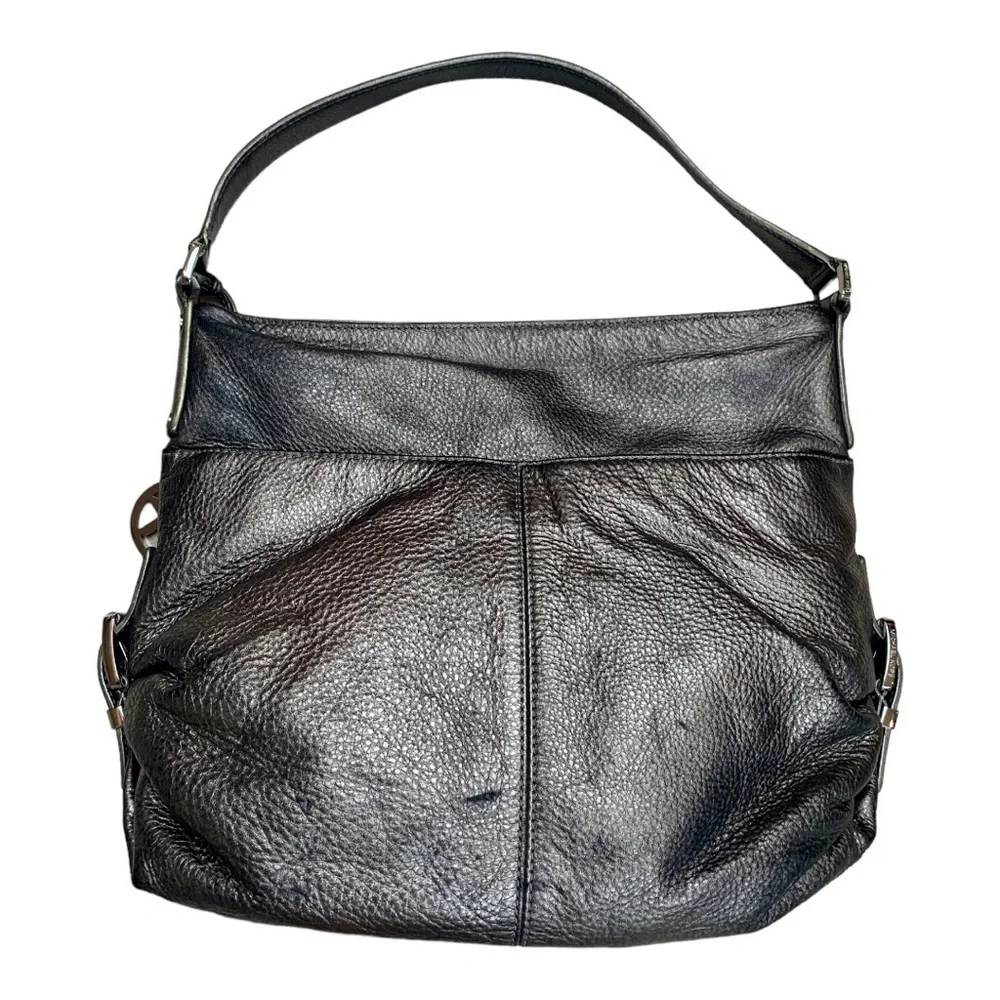 Michael Kors Silver Pebbled Leather Hobo Purse